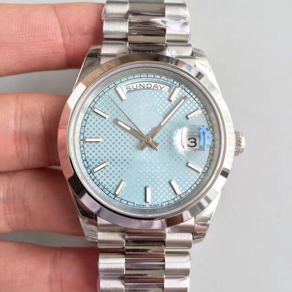 2020 sale classic 2813 automatic movement 40mm ice blue dial sapphire mens watch 228206 date 316l stainless steel strap wristwatch, Slivery;brown